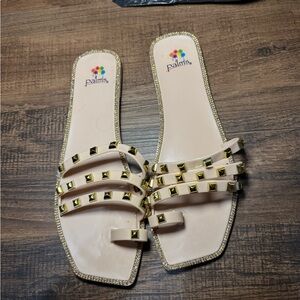 Cream Studded Women's Sandals